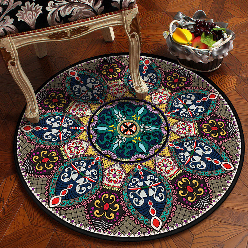 Moroccan Mandala Rug Multi-Colored Synthetics Rug Stain Resistant Anti-Slip Machine Washable Carpet for Dining Room