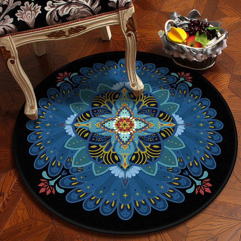 Moroccan Mandala Rug Multi-Colored Synthetics Rug Stain Resistant Anti-Slip Machine Washable Carpet for Dining Room