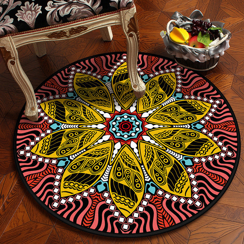 Moroccan Mandala Rug Multi-Colored Synthetics Rug Stain Resistant Anti-Slip Machine Washable Carpet for Dining Room