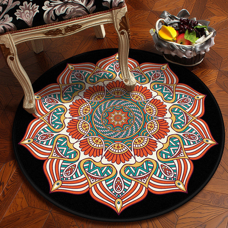 Moroccan Mandala Rug Multi-Colored Synthetics Rug Stain Resistant Anti-Slip Machine Washable Carpet for Dining Room