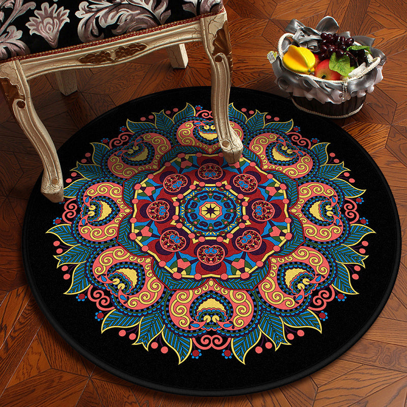 Moroccan Mandala Rug Multi-Colored Synthetics Rug Stain Resistant Anti-Slip Machine Washable Carpet for Dining Room