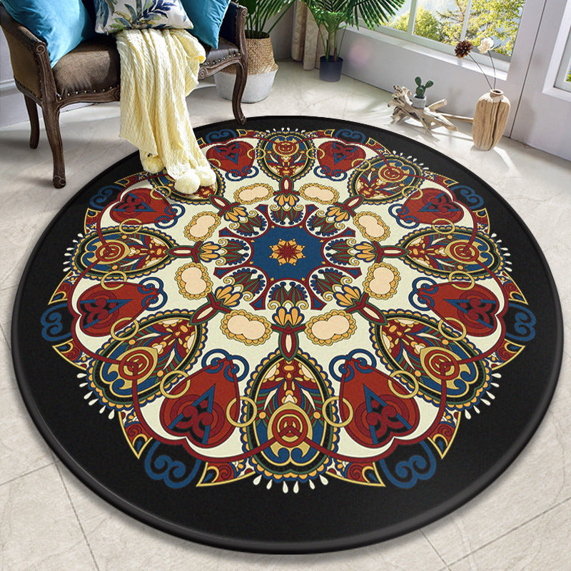 Colorida Mandala Rug Polyéster Turquía Turca Rug Interior Anti-Slip Máquel de respaldo alfombra para mascotas para sala de estar para sala de estar