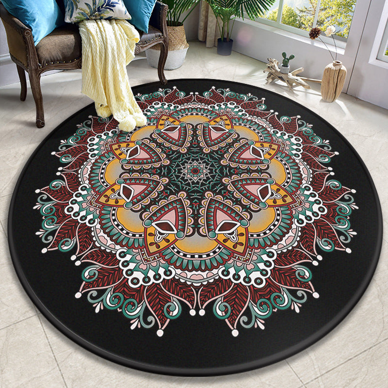 Colorida Mandala Rug Polyéster Turquía Turca Rug Interior Anti-Slip Máquel de respaldo alfombra para mascotas para sala de estar para sala de estar