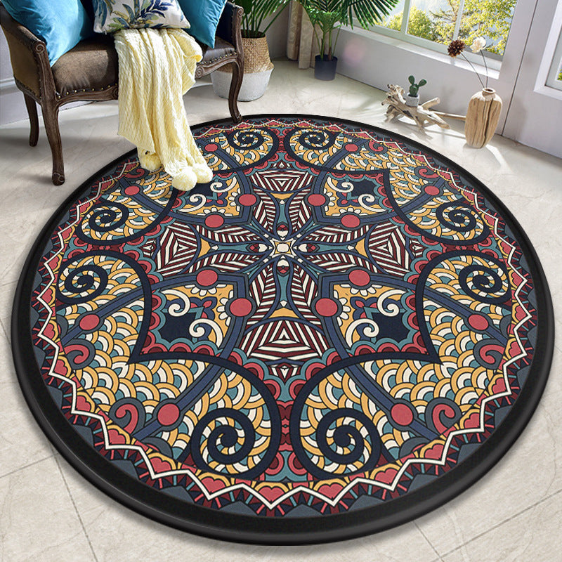 Colorida Mandala Rug Polyéster Turquía Turca Rug Interior Anti-Slip Máquel de respaldo alfombra para mascotas para sala de estar para sala de estar