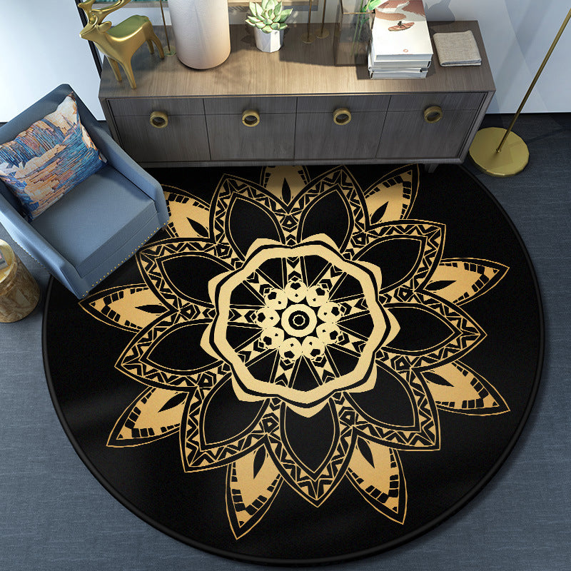 Turkish Mandala Rug Multicolored Synthetics Rug Washable Pet Friendly Anti-Slip Backing Area Rug for Great Room