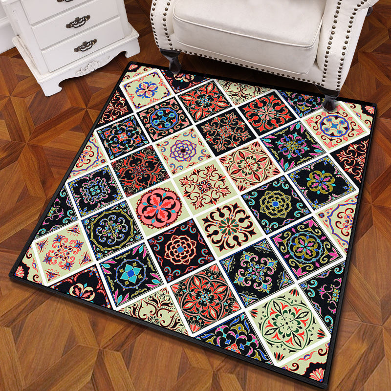 Mandala multicolor Mandala Rug polipropileno Turca Turca Alfombra sin deslizamiento Alfombra lavable de máquina resistente a las manchas para dormitorio