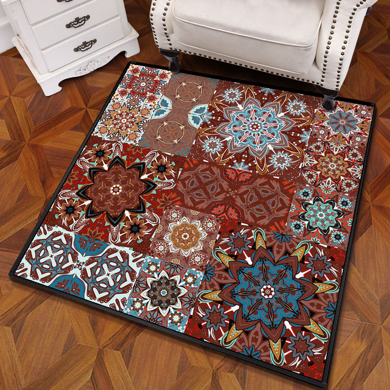 Mandala multicolor Mandala Rug polipropileno Turca Turca Alfombra sin deslizamiento Alfombra lavable de máquina resistente a las manchas para dormitorio