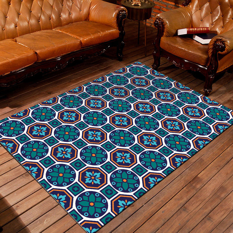 Nostalgic Persian Rug Multi Colored Trellis Carpet Non-Slip Washable Pet Friendly Rug for Living Room