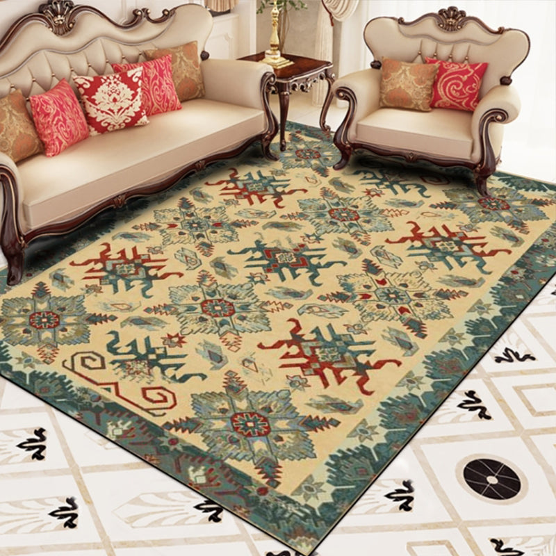 Retro Multicolor Rug Moroccan Synthetics Floral Estampada alfombra estampada Anti-Slip lavable para mascotas para sala familiar