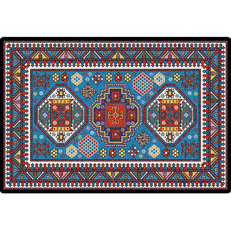 Área de reunión turca RUG Multicolor Patrón tribal Tribal Rug polipropileno Anti-slip Stain resistente alfombra lavable