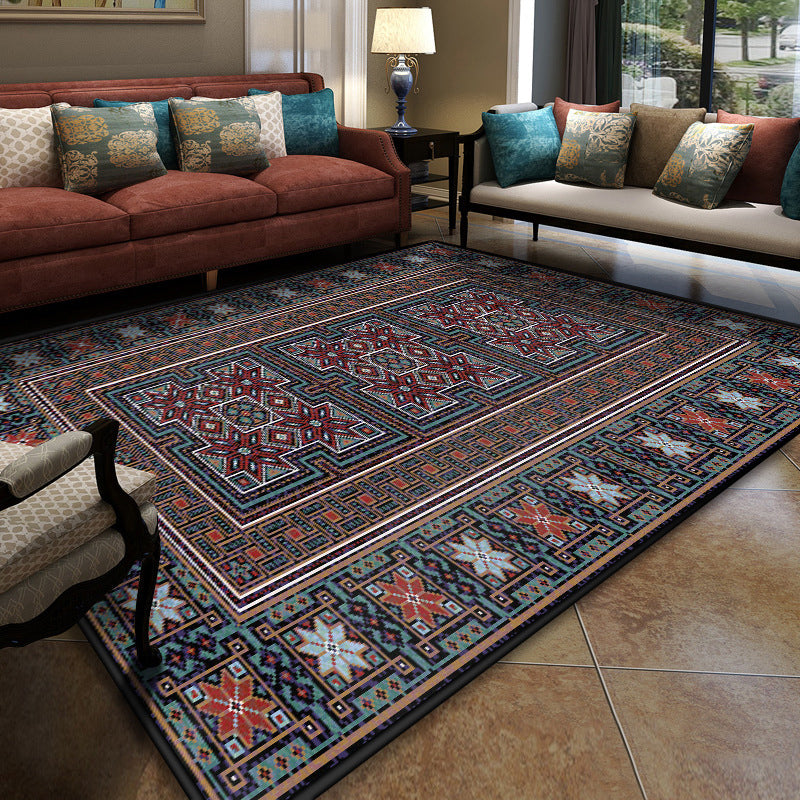 Área de reunión turca RUG Multicolor Patrón tribal Tribal Rug polipropileno Anti-slip Stain resistente alfombra lavable