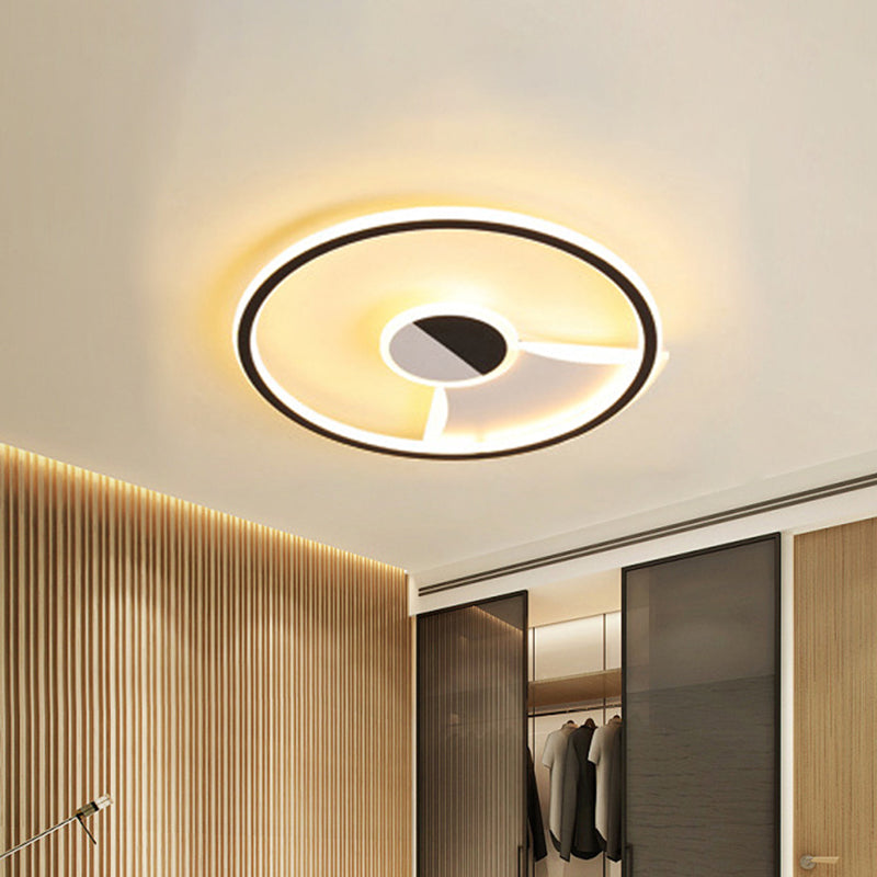 Plafoniera da incasso circolare in acrilico stile semplice LED in bianco e nero 16"/19,5"/23,5" lampada da soffitto a LED per camera da letto in bianco caldo/bianco