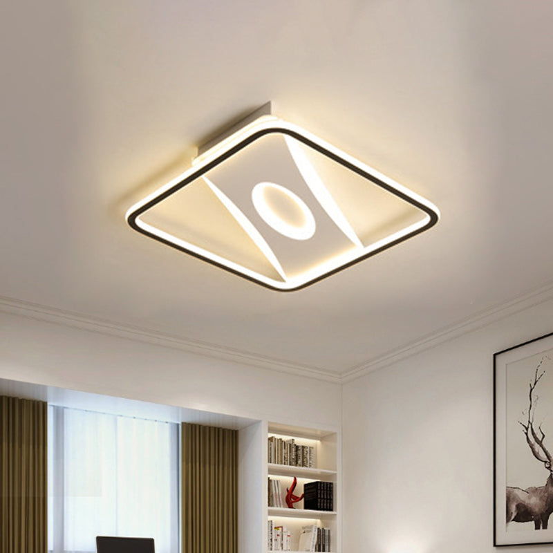 Quadratische/Rechteckige Acryl Flush Mount Light Modern Schwarz und Weiß LED Ceiling Flush für Schlafzimmer in Warm/White, 16 "/19.5" /23.5 " W