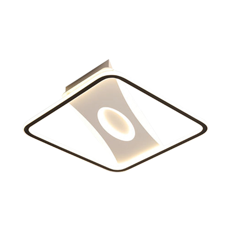 Vierkante/Rechthoekige Acryl Flush Mount Licht Moderne Zwart en Wit LED Plafond Flush voor Slaapkamer in Warm/Wit, 16"/19.5"/23.5" W