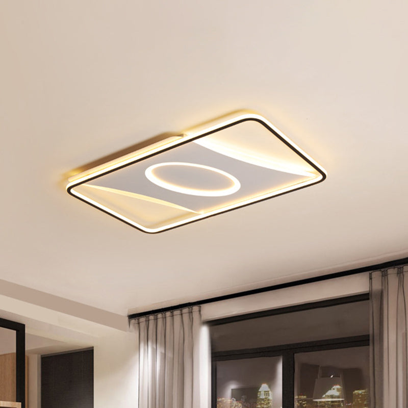 Vierkante/Rechthoekige Acryl Flush Mount Licht Moderne Zwart en Wit LED Plafond Flush voor Slaapkamer in Warm/Wit, 16"/19.5"/23.5" W