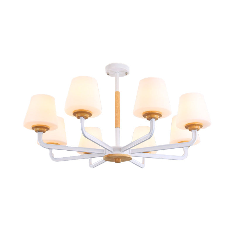 Cone Chandelier Light Fixture Modernism White Glass 3/5/6 Lights Hanging Ceiling Light in Grey/White/Green for Bedroom