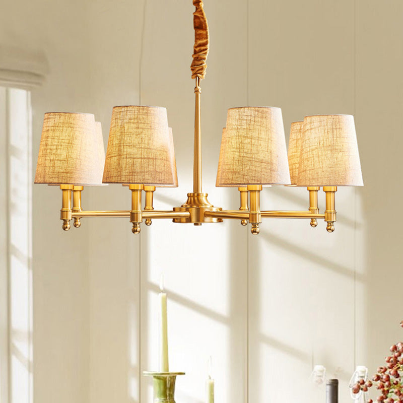 Empire Shade Chandelier Light Simplicité Tissu Livrage Pendre Light Aymat en or