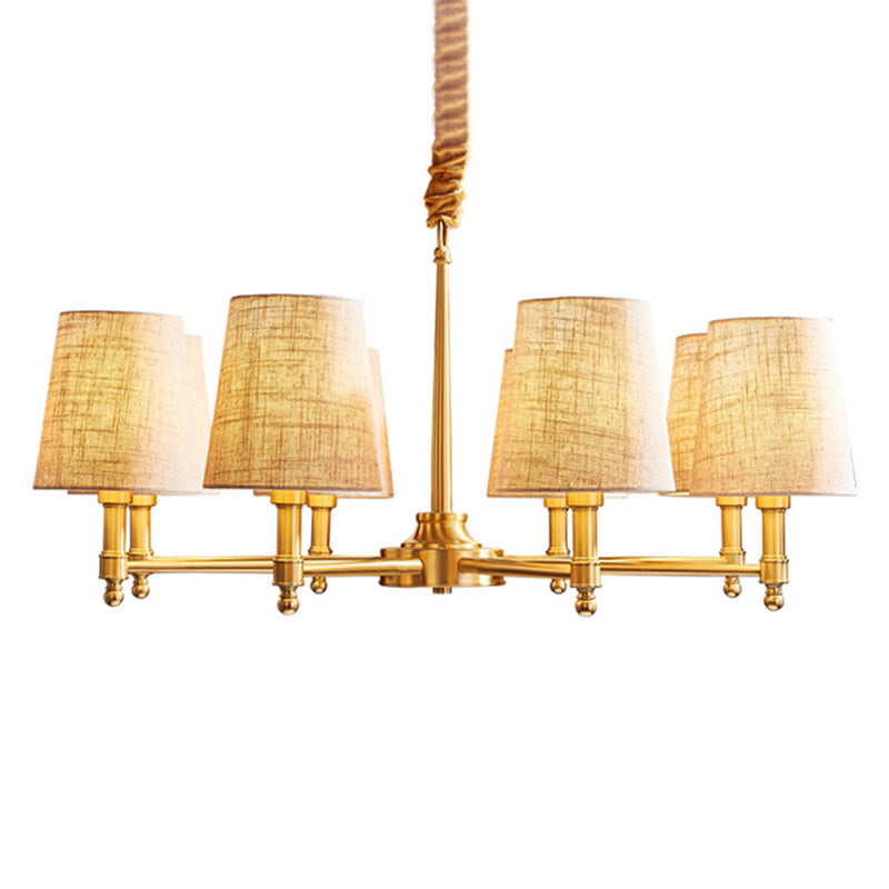 Empire Shade Chandelier Light Simplicité Tissu Livrage Pendre Light Aymat en or