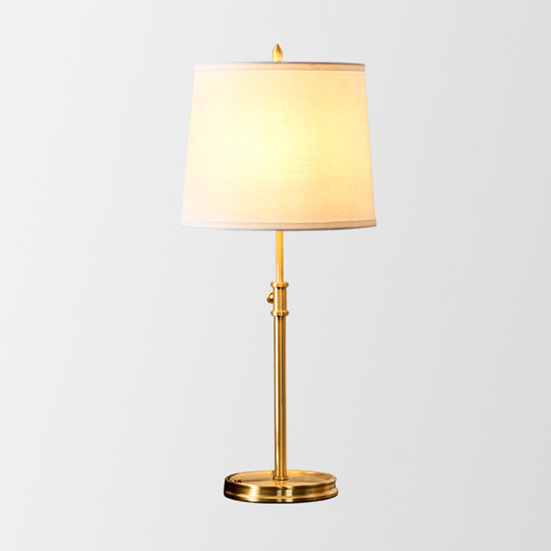 Fabric Barrel Shaded Table Lamp Modern Nightstand Lighting in Gold for Study Room