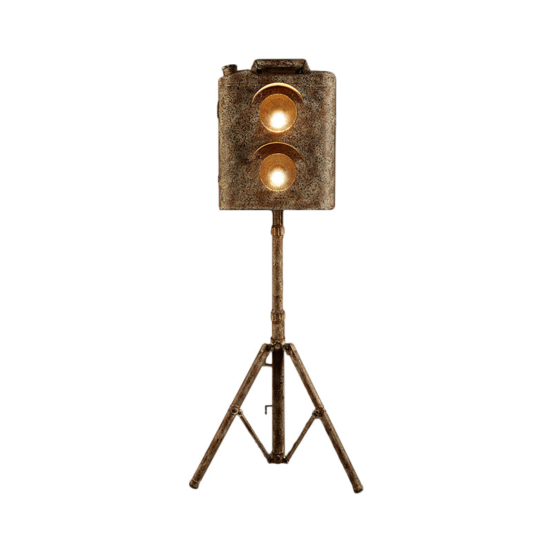 Contemporary Tripod Standing Light Metallic 2 Bulbs Living Room Searchlight Floor Light