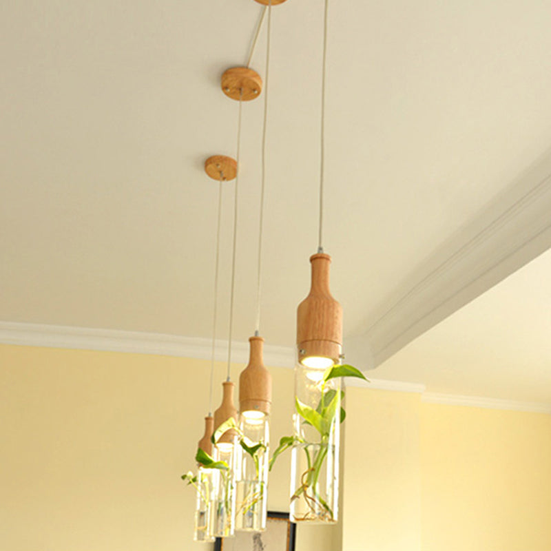 Simplicity Bottle Shaped Planter Ceiling Light Clear Glass Bedroom Hanging Pendant Light