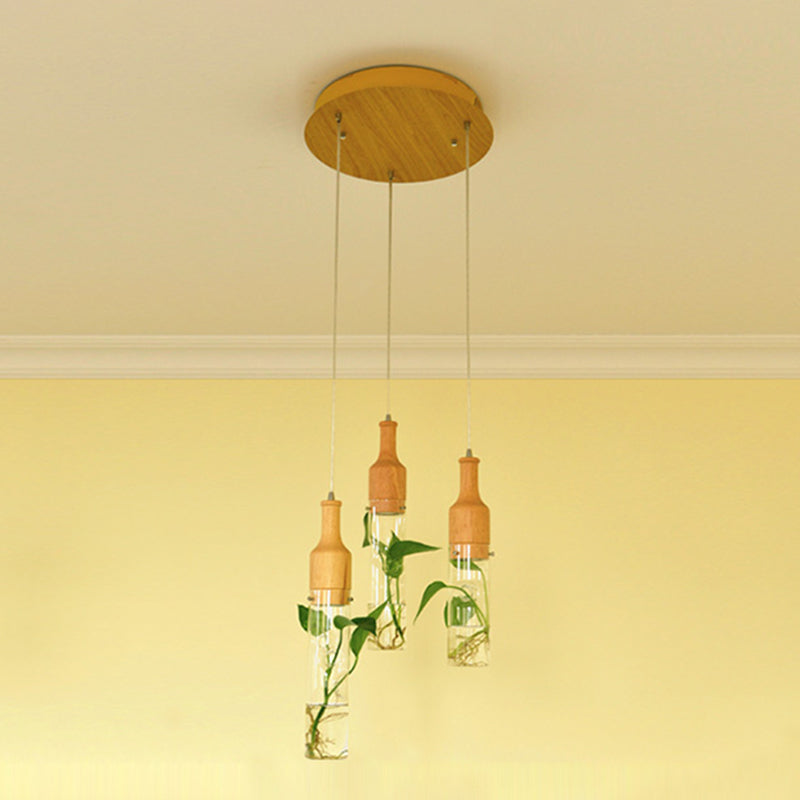 Simplicity Bottle Shaped Planter Ceiling Light Clear Glass Bedroom Hanging Pendant Light