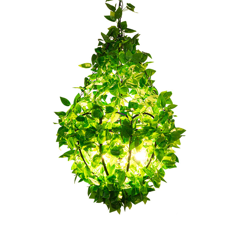 Cesta de iluminación de lámpara de lámpara de planta verde de hierro con forma de 3 cabezas luz colgante industrial para restaurante