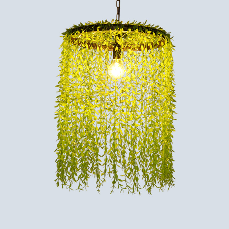 Pendre un seul bulbe Light antique Cage Fer Hanging Lightture avec plante décorative