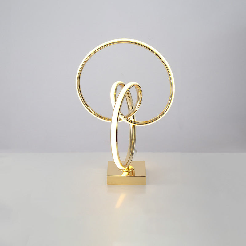 Metal Twisted Ring Shape LED Table Light Contemporary Gold Nightstand Lamp for Bedside