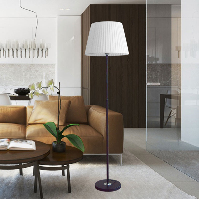 Minimalism Gathered Empire Shade Floor Lighting Fabric Standing Floor Lamp for Living Room