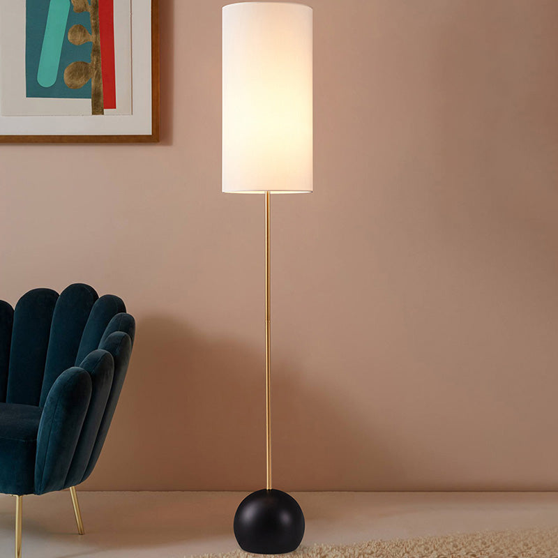 Single-Bulb Floor Light Simplicity Cylinder Shaped Fabric Standing Lamp for Living Room