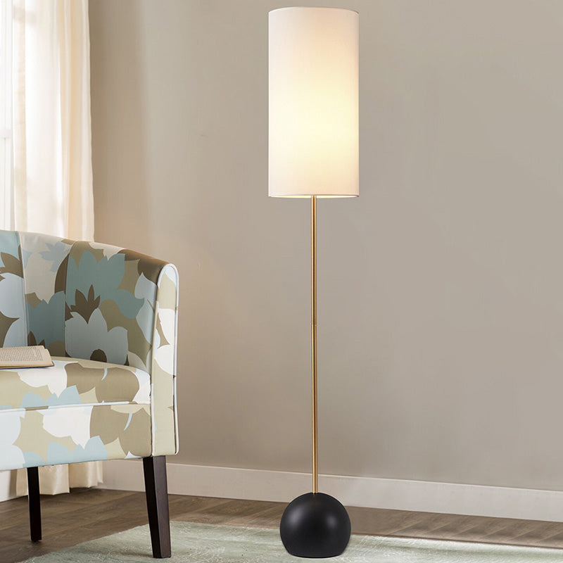 Single-Bulb Floor Light Simplicity Cylinder Shaped Fabric Standing Lamp for Living Room