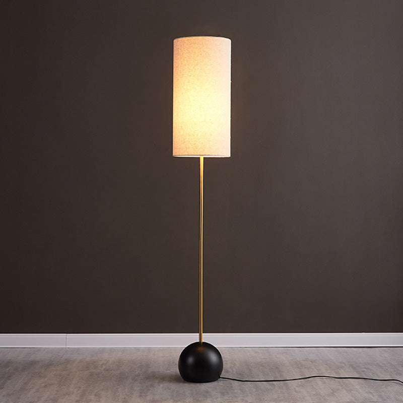 Single-Bulb Floor Light Simplicity Cylinder Shaped Fabric Standing Lamp for Living Room