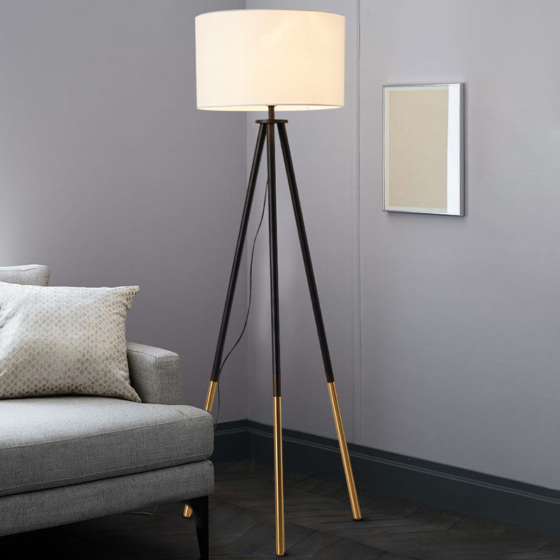 Metalen statief gevormde vloerlicht Simplicity 1-Bulb woonkamer staande lamp met trommelstofschaduw