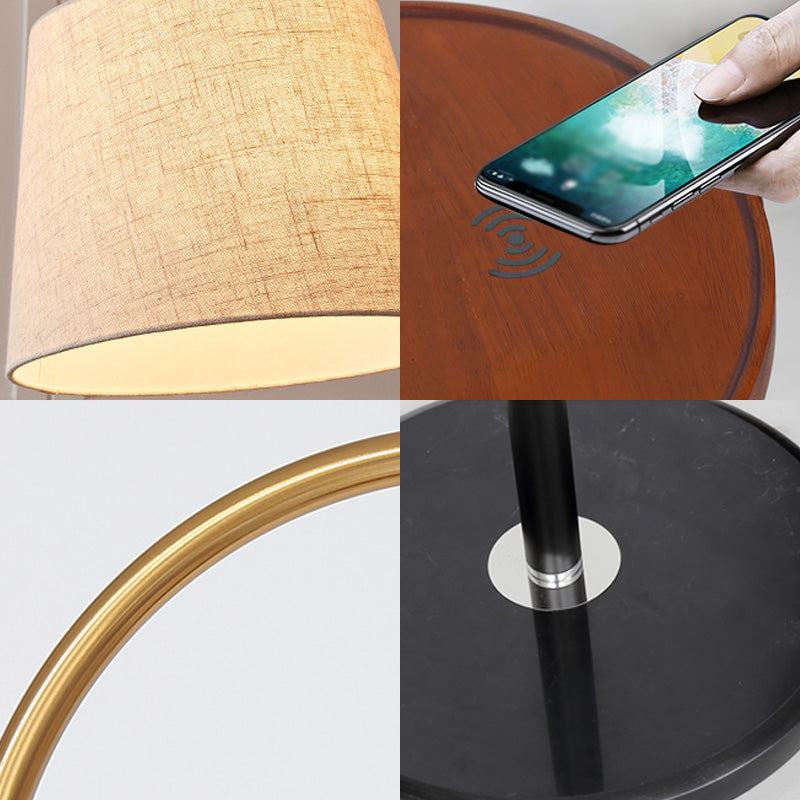 Lumo pavimento ad arco a forma di cono a forma di oro a forma di arco semplicità tessuto 1 lampadina lampada da soggiorno con vassoio