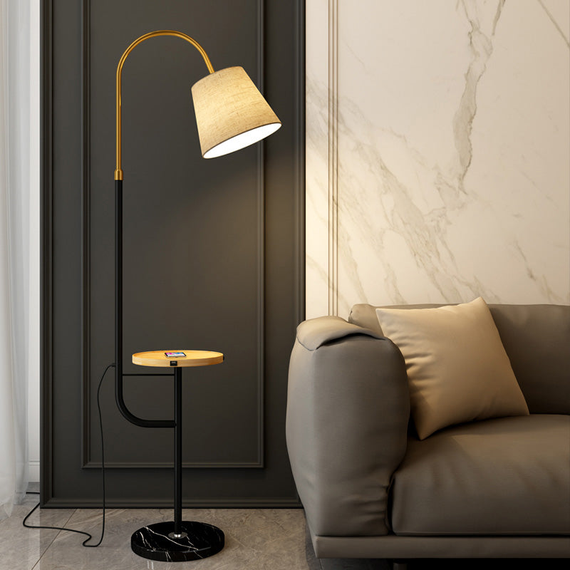 Lumo pavimento ad arco a forma di cono a forma di oro a forma di arco semplicità tessuto 1 lampadina lampada da soggiorno con vassoio