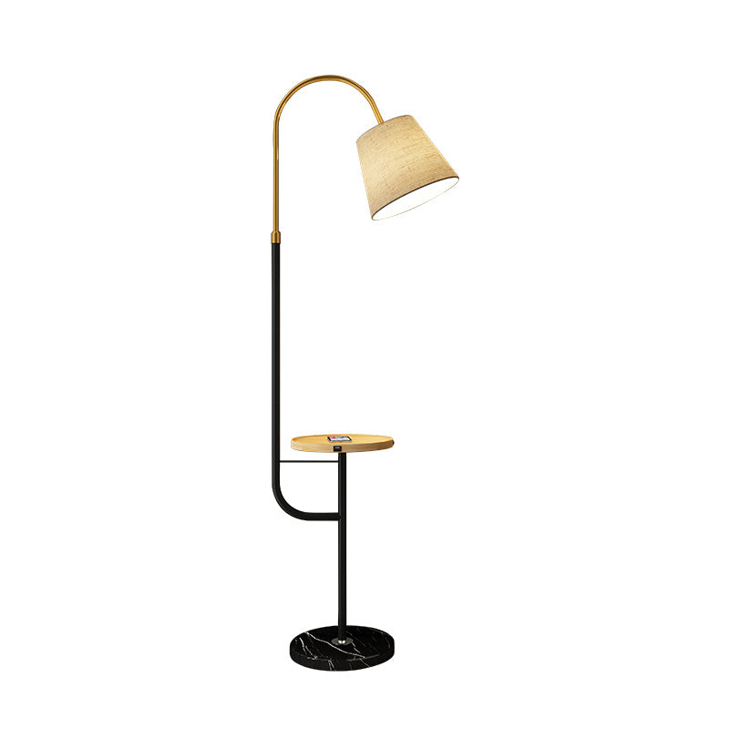 Lumo pavimento ad arco a forma di cono a forma di oro a forma di arco semplicità tessuto 1 lampadina lampada da soggiorno con vassoio