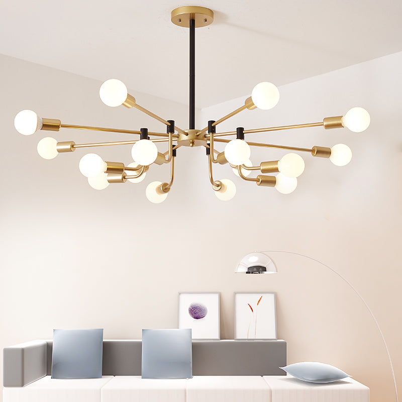 Starburst Ceiling Chandelier Contemporary Metal 6/12/16 Lights Bedroom Suspension Light with Gold Arm