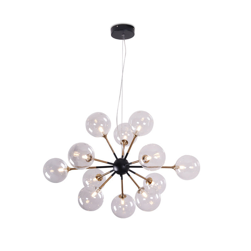 Clear Glass Sputnik Hanging Chandelier Simple Style 12 Lights Ceiling Pendant Light for Living Room