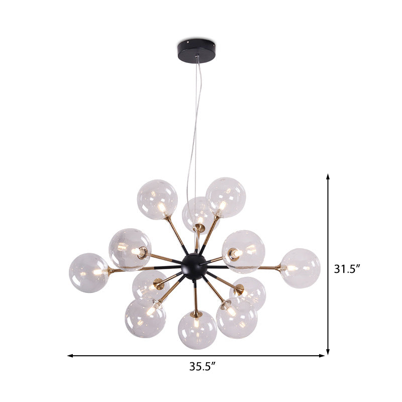 Clear Glass Sputnik Hanging Chandelier Simple Style 12 Lights Ceiling Pendant Light for Living Room