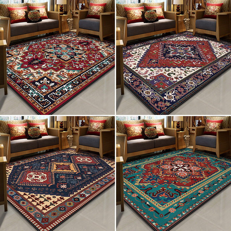 Resplendent Multicolor Floral Rug Synthetics Moroccan Carpet Washable Pet Friendly Anti-Slip Rug for Room