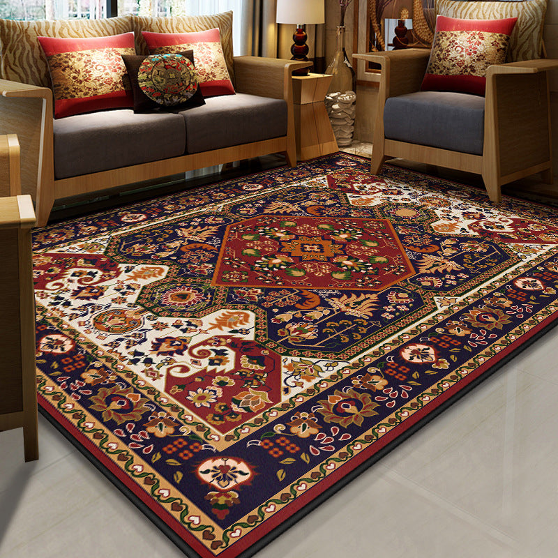 Resplendent Multicolor Floral Rug Synthetics Moroccan Carpet Washable Pet Friendly Anti-Slip Rug for Room