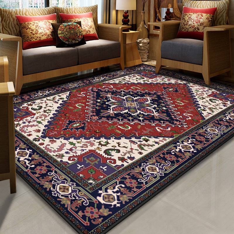 Resplendent Multicolor Floral Rug Synthetics Moroccan Carpet Washable Pet Friendly Anti-Slip Rug for Room