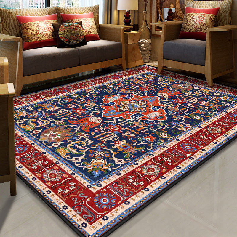 Resplendent Multicolor Floral Rug Synthetics Moroccan Carpet Washable Pet Friendly Anti-Slip Rug for Room