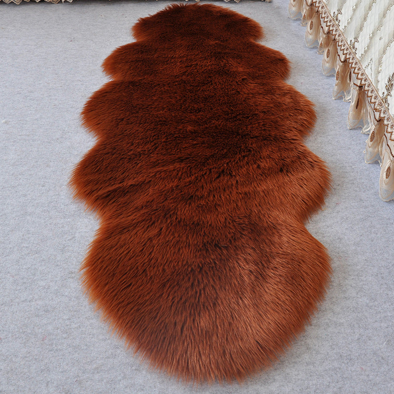 Multi-Colored Bedroom Foot Rug Casual Plain Rug Faux Fur Machine Washable Stain Resistant Non-Slip Backing Area Rug