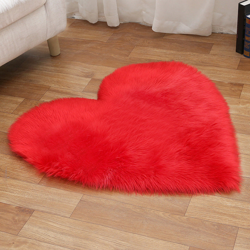 Loving Heart Shaped Plain Rug Multi-Color Comfort Rug Synthetic Wool Stain Resistant Non-Slip Pet Friendly Carpet for Girls Room