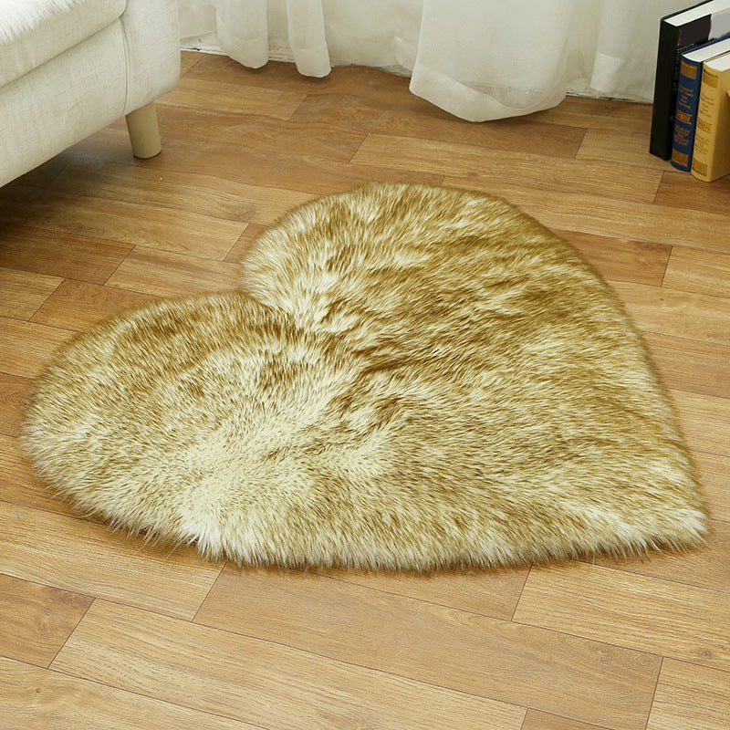 Loving Heart Shaped Plain Rug Multi-Color Comfort Rug Synthetic Wool Stain Resistant Non-Slip Pet Friendly Carpet for Girls Room