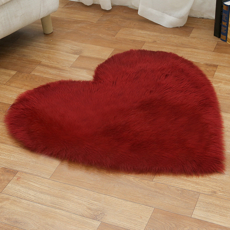 Loving Heart Shaped Plain Rug Multi-Color Comfort Rug Synthetic Wool Stain Resistant Non-Slip Pet Friendly Carpet for Girls Room