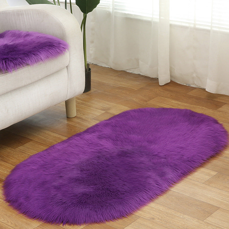 Multi Colored Plain Rug Faux Fur Minimalist Carpet Non-Slip Pet Friendly Stain Resistant Rug for Sitting Room