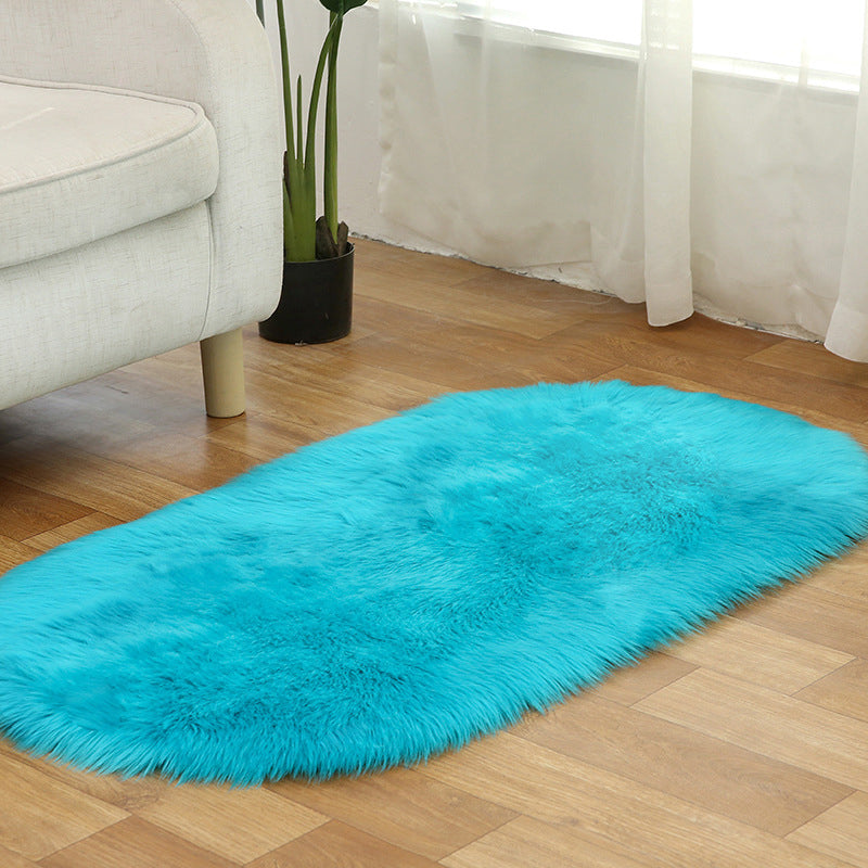 Multi Colored Plain Rug Faux Fur Minimalist Carpet Non-Slip Pet Friendly Stain Resistant Rug for Sitting Room